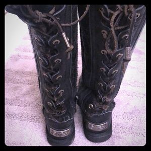 Australia Lux shearling distressed boots knee high.